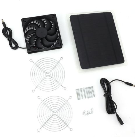 GARRYFIZH Kit de ventilateur à panneau solaire 10W, résistant aux intempéries, monté au mur, pour l'extérieur, petits poulaillers, serres, hangars