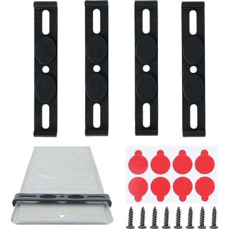 Set di portatarga senza cornice, 4 pezzi, supporto anticaduta nero per auto, per anteriore e posteriore, portatarga personalizzati (1/5)