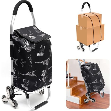 Foldable Shopping Trolley with Aluminium Frame and Removable Waterproof Canvas Bag Shopping Basket (1/5)