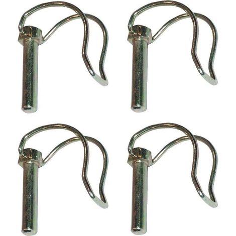 Lot de 4 goupilles demi-lune fraise en acier zingué – Longueur 32mm – Pour remorque et motoculture – Circlip de tube inclus (1/2)