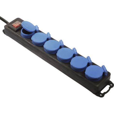 Bloc d'alimentation IP44, 1,5 m, 6 voies