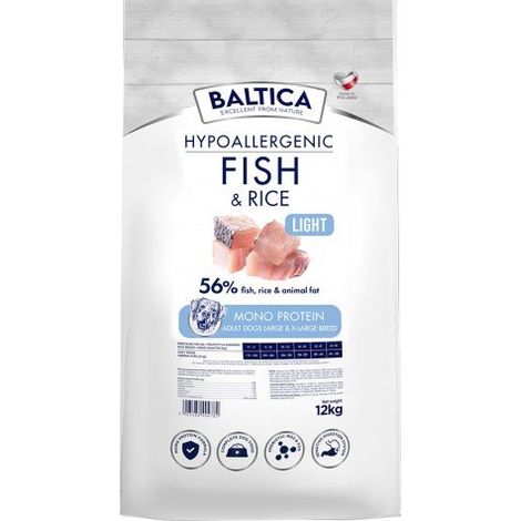 BALTICA NUTRACEUTIC Hypoallergénique Poisson et Riz Léger L / XL 12 kg (1/2)