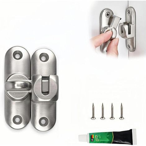 Verrou Porte Coulissante, 7.9 cm Alliage Zinc Loquet Porte Coulissante, 90° et 180° Verrou Portail Exterieur, Verrou Fenetre, avec Vis et Adhésif Sans Clous, pour Armoires, Portes, Fenêtres (1/5)