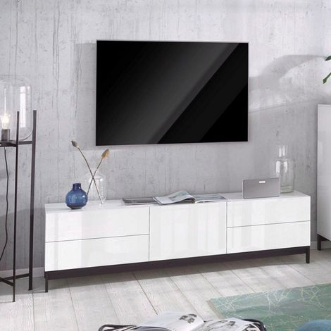 Mobile Porta Tv Moderno 170x40x47,7cm - NEXUS - Colore: bianco laccato lucido (1/5)