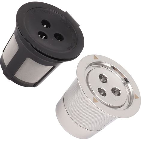 Lot de 2 filtres à café réutilisables à 3 trous en acier inoxydable, pour capsules de café rechargeables. (1/5)