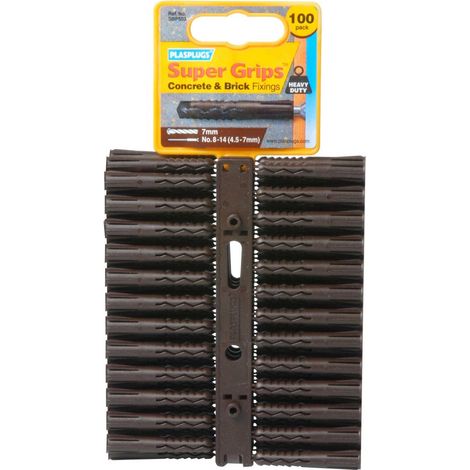 PLASPLUGS SBP503CC Brown Heavy-Duty Solid Wall Super Grips 100-Pack (1/2)
