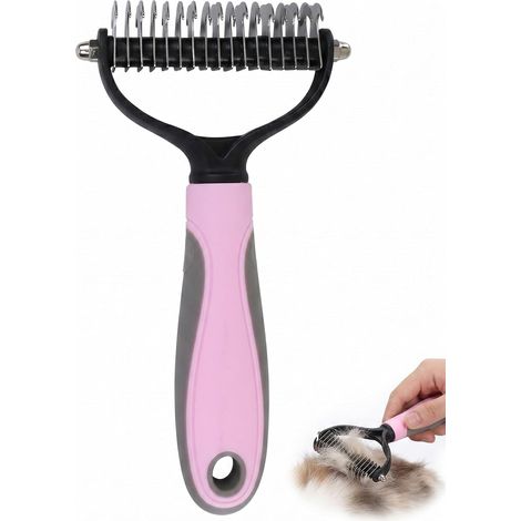 Brosse Sous-Poil Chiens Chats, 1 Pièce Rose, Peigne Démêlant Poils Longs (1/5)