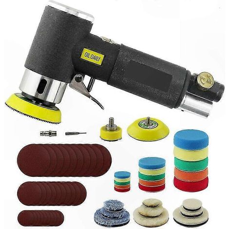 Ponceuse pneumatique orbitale, outil de polissage compact à air comprimé, 25/50/75mm, 3 tailles de disque, choix de 1/2/3 orbites, ponceuse à main légère, pour ponçage et polissage professionnel. (1/4)