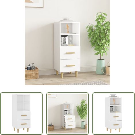 Holzwerkstoff - Sideboard Hochglanz-Weiß 34,5x34x90 cm Holzwerkstoff (1/5)