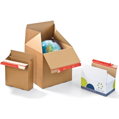 Lot de 20 Caisse carton palettisable à fond automatique 14,5 x 9,5 x 14 cm
