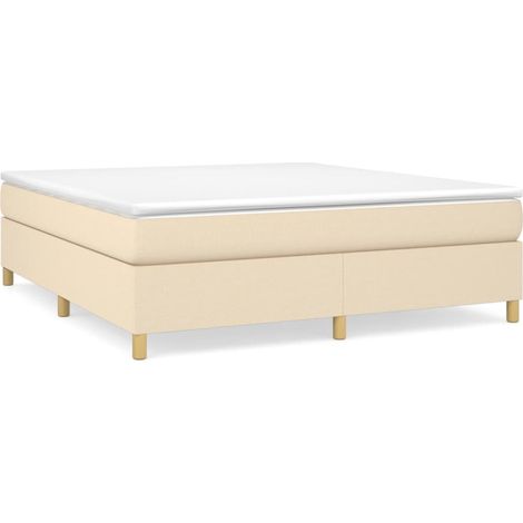 Maison Exclusive - Sommier à lattes de lit avec matelas Crème 160x200 cm Tissu (1/5)