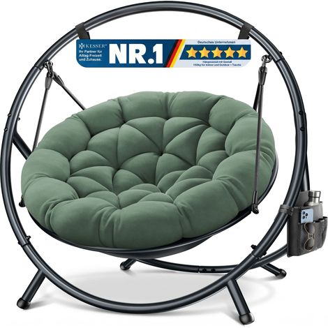 KESSER® Hängesessel BALI mit Gestell, bis 150 kg, Kissen, Indoor/Outdoor - Grün (1/5)