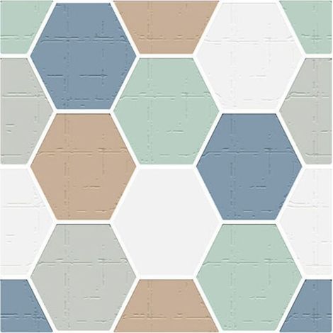 6 pièces carreaux hexagonaux bleus et verts (20 x 20 cm) - Autocollants pour cuisine, salon, salle de bain et décoration intérieure PVC (1/4)