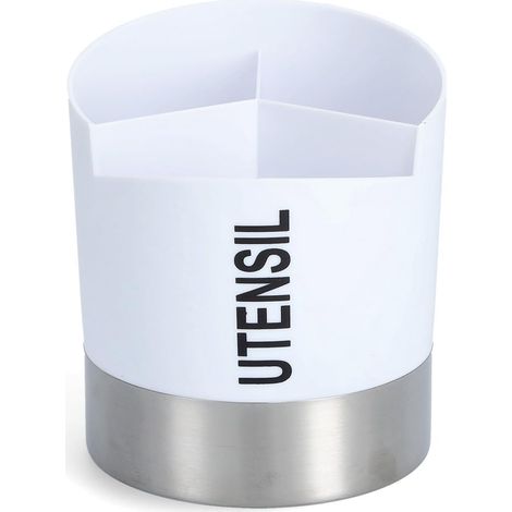 Support pour Ustensiles de Cuisine Plastique Blanc 14,5 x 17 cm (1/2)