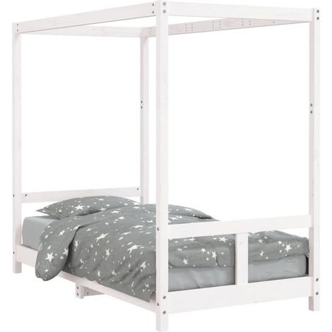 vidaXL Giroletto per Bambini Bianco 80x160cm in Legno Massello di Pino (1/5)