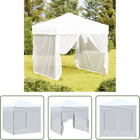 The Living Store Tente de réception pliable avec parois Blanc 2x2 m - Tents De Jardin - Abri Jardin - Gazebo - Parasol - Chapiteau Pliables (1/5)