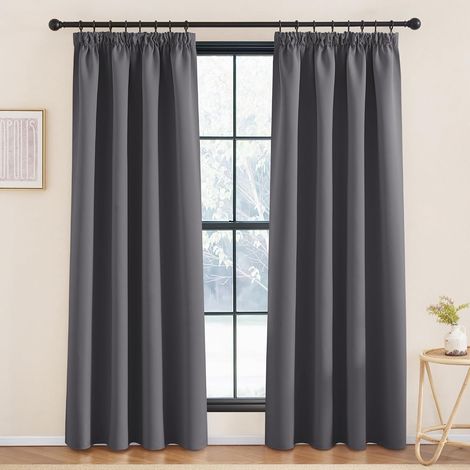 Lot de 2 Rideau Occultant Galon Fronceur Isolation Thermique Polyester Decoration Maison Fenetre (1/5)