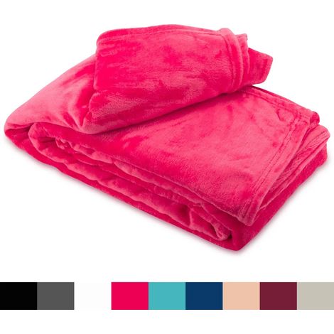 Plaid en polaire 150x200 cm, polyester moelleux, rose, couvre-lit chaud et douillet (1/5)
