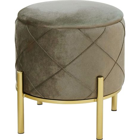 Pouf a scomparto rotonda in velluto trapuntato AKORD SAVANA colore Beige (1/5)
