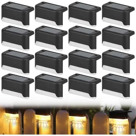 Ensemble de 16 lampes solaires d'extérieur, éclairage LED, étanches IP65, pour balcon, clôture, escalier, mur. (1/5)