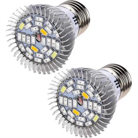 Lot de 2 lampes de croissance pour plantes E27, spectre complet, LED 85-265V, 28W (1/5)