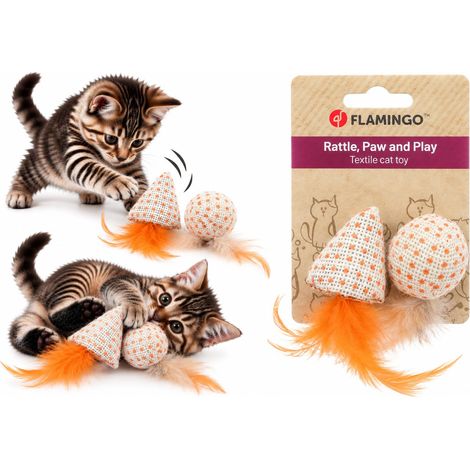 Jouet Chat - Texo cône + Balle Orange - Orange - 11 x 4,5 x 4,5 cm (1/3)