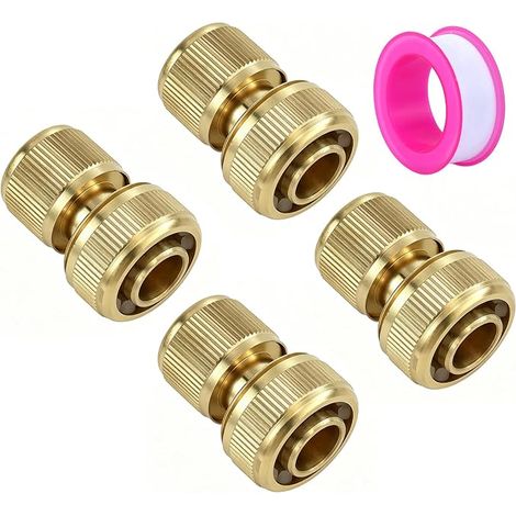 4 Pièces Arrosage laiton Raccords Tuyau massif 19mm 3/4 pouce, Connecteur rapide femelle fileté avec Joint étanche, Connecteur enfichable anti-fuite, Sans fuite, Outils (1/5)