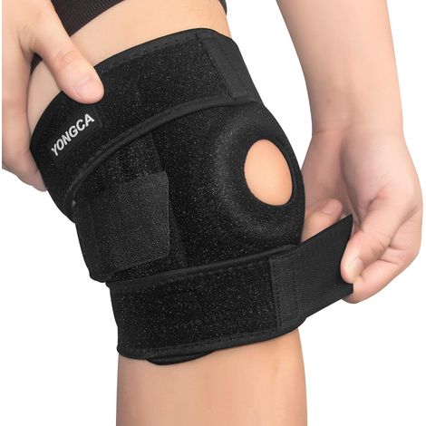 Genouillère Ajustable Homme et Femme, Stabilisateurs Latéraux et Coussinets en Gel pour Rotule, Support de Sport Fitness et Récupération de Blessures (1/2)