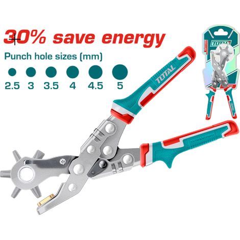 PINZA FUSTELLATRICE PER OCCHIELLI FORI CINTURA FUSTELLA CUOIO Ø2,5-5mm TOTAL (1/2)