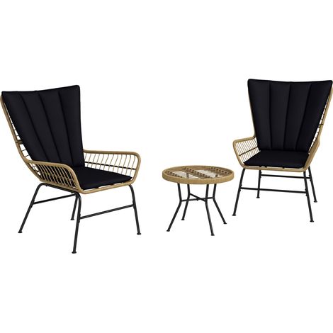 Bistro-Set Balkonmöbel-Set Balkonmöbel, Boho-Stil, wetterbeständig, 76 x 66 x 96 cm, Schwarz