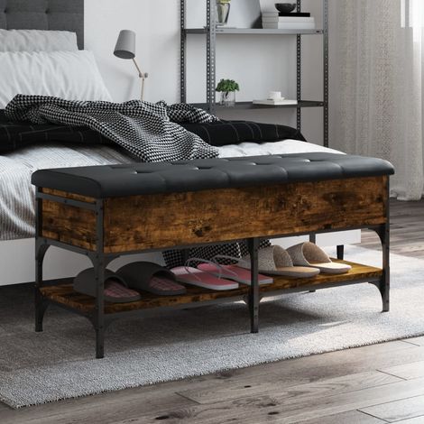 vidaXL Schuhbank rauchiger Eichenholz 102x42x45 cm Holz (1/5)