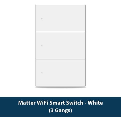 Tuya Interruttore a Pulsante Bianco per Luce Smart Matter da Muro Serie Fusion  Dimensione: 3 Pulsanti (1/4)
