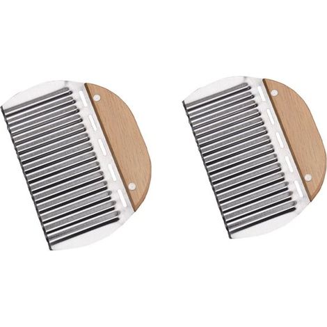 2 pezzi 15,5 x 11,5 cm lama ondulata in acciaio inox con manico in legno, taglia patate, taglia verdure ondulata multifunzionale, indispensabile per il (1/5)