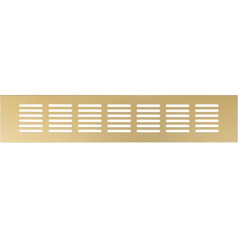 Grille d'aération design dorée 400 x 60 mm (taille du cadre) – Couvercle de bouche d'aération décorative en aluminium pour armoire, porte, sol – Registre de ventilation élégant pour (1/5)