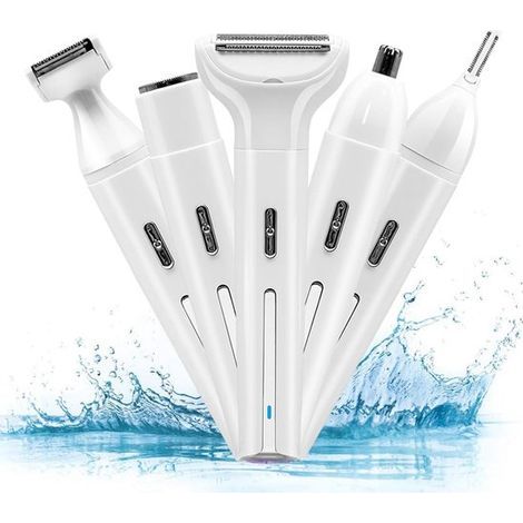 Women's 5-in-1 Grooming Kit - Electric Shaver - Painless shave for face, bikini line, eyebrows, and nose hair - Women's Trimmer (1/5)