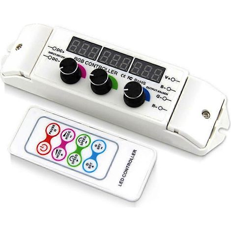 Contrôleur de bande LED RGB/RGBW 5050/3528 BC-350RF 6A x 3 canaux, 12 V-24 V CC, avec variateur à distance RF et télécommande. (1/5)