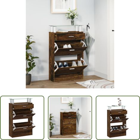 vidaXL Schuhorganizer - Schuhschrank Räuchereiche 63x24x104 cm Holzwerkstoff (1/5)