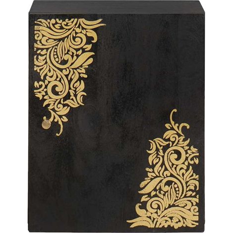 Meuble mural Noir 38 x 33 x 48 cm Bois de mangue massif