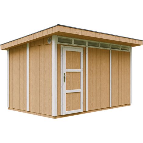 Abri de Jardin Qualité Premium 9m² - L412xL279cm - Kit tout compris avec sol, tuiles bitumineuses, set de peinture-LP Smartside Timbela M904 HARVEST HONEY (1/5)
