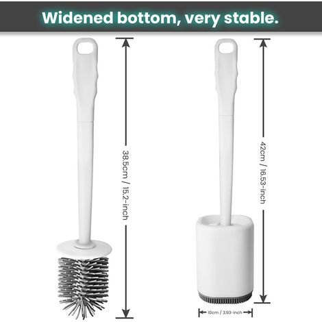 Brosse de toilette blanche, baignoire et long manche, toilette en plastique, toilettes-AquaForge (1/4)