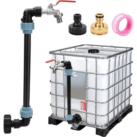 Ibc Robinet Cuve 1000l, 3/4" Raccord Cuve Ibc Robinet Kit, Ibc Adaptateur Pour Cuve Récupération D'eau De Pluie Avec Raccord S60x6 Et Ruban D'étanchéité, Ibc Robinet Col De Cygne En Laiton