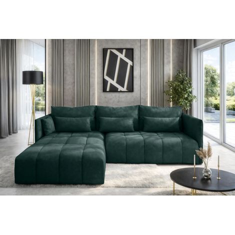 AX LIVING Ecksofa Grün mit Schlaffunktion und Bettkasten Cosmova 245cm