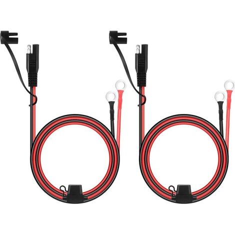2 Pcs 2 Broches Bornes de Batterie SAE Câble de Connexion 12V-24V Fil de Harnis Terminal de Batterie Câble de Déconnexion Rapide SAE avec Fusible de 15A pour Moto Voiture, 60cm (1/4)