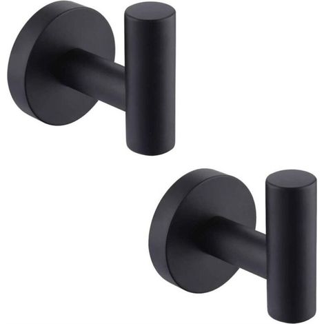 Wall Mounted Towel Hook Bathroom Hooks Coat Rack Matte Black SUS304 Stainless Steel Coat Rack Towel Holder Storage 2 Pieces