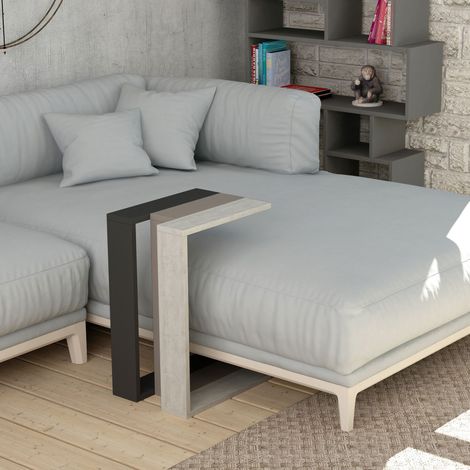 Decortie Muju Moderner C-Tisch Anthrazit Grau Mokka Grau Alt Weiß Mehrzweck H 57cm