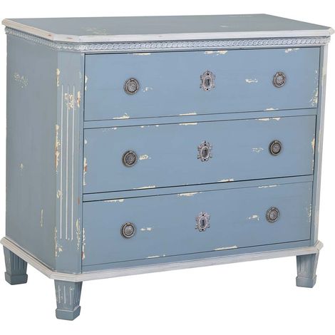 Cómoda de madera de color azul con 3 cajones 92x46x81h cm (1/5)