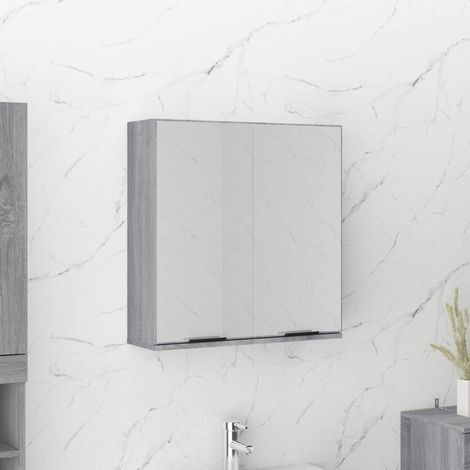 vidaXL Armadietto a Specchio da Bagno Grigio Sonoma 64x20x67 cm