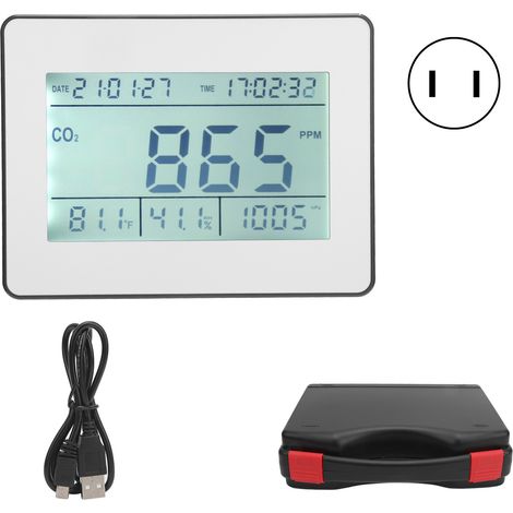 Détecteur CO2 TL-2000 avec écran LCD, moniteur de dioxyde de carbone, température, humidité et pression atmosphérique, alimentation AC 100-240V, pour usage intérieur (1/5)