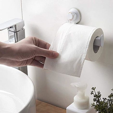 Porte-Rouleau De Papier Toilette - Auto-Adhésif - Pour Salle De Bain Cuisine Chambre - Blanc Cassé - 1 Pièce (1/5)