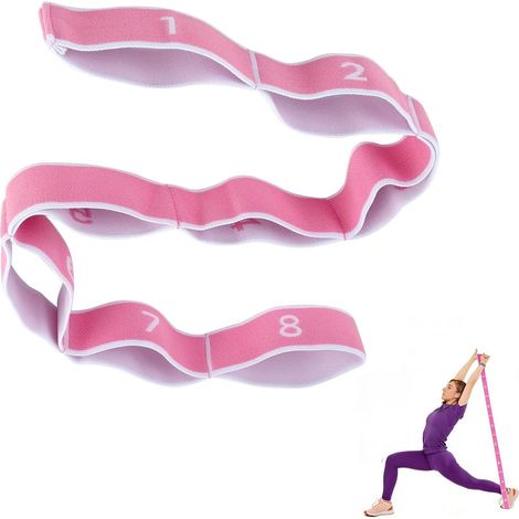 Sangle de Yoga, et Bande Élastique de Fitness avec 8 Boucles Réglables, Ceinture d’Étirement pour Yoga, Pilates, Stretching et Renforcement, Bande d’Exercice Polyvalente pour Tous Niveaux (1/5)